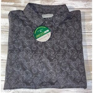 PGA Tour‎ Men's Golf Polo Shirt Eco Focused Print Gray Short Sleeve Large